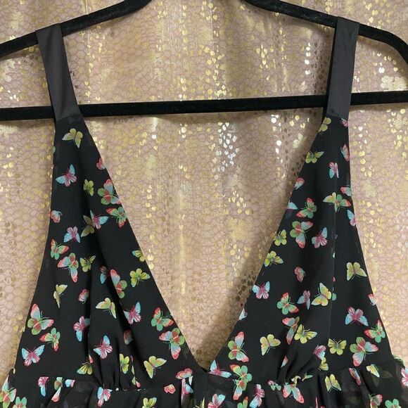 Vintage Victoria’s Secret Black Butterfly Tie Back Ruffle Tiered Top, S - Picture 5 of 8